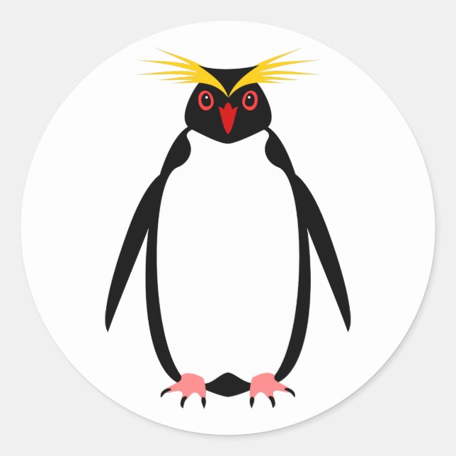 Funny penguin rockhopper or macaroni Team Classic Round Sticker (Front)