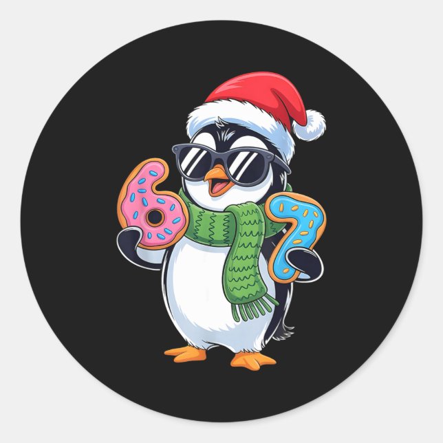 Funny Penguin Six Seven 67 Ice Cream Christmas Boy Classic Round Sticker (Front)