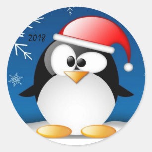 Funny penguin stickers for a happy new year 2018