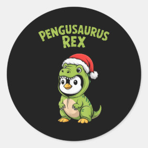 Funny Penguin T-rex Costume Christmas Kids Boys Classic Round Sticker