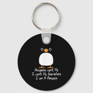 Funny Penguin T Shirt Cool I Can't Fly Animal Love Key Ring