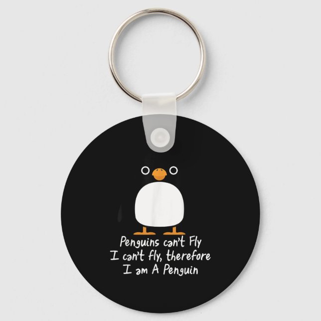 Funny Penguin T Shirt Cool I Can't Fly Animal Love Key Ring (Front)