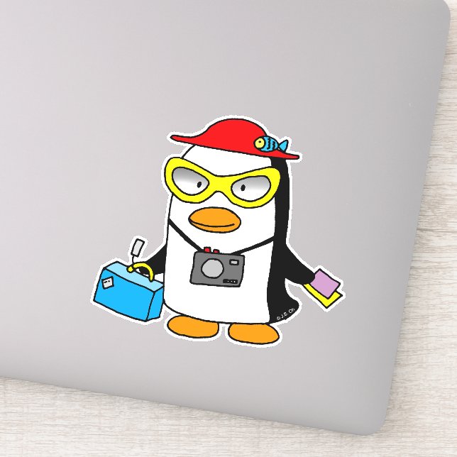 funny penguin tourist cartoon (Detail)