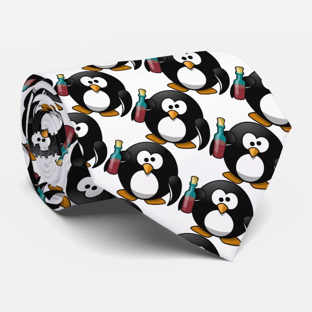 Funny Penguin with alcohol Tie (Rolled)
