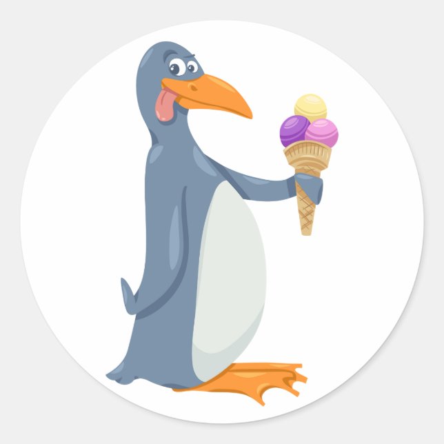 Funny Penguin With Ice Cream Stickers (Front)