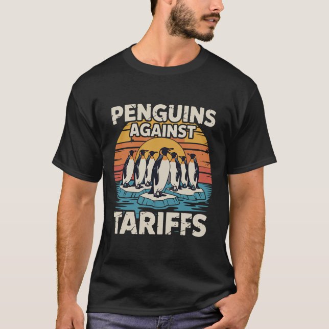 Funny Penguins Against Tariffs Anti Tariffs Pengui T-Shirt (Front)