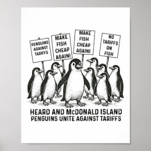 Funny Penguins Against Tariffs Heard Island Pengui Poster