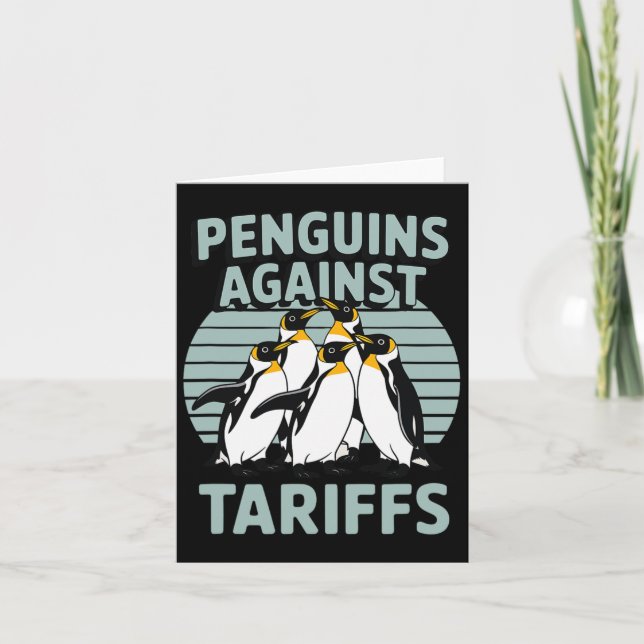 Funny Penguins Against Tariffs Liberation Day Wome Card (Front)