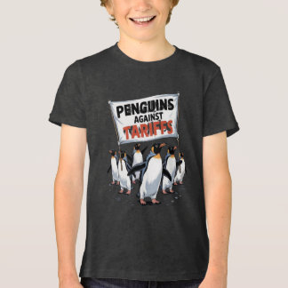 funny penguins against tariffs resist protest Tri-Blend shirt