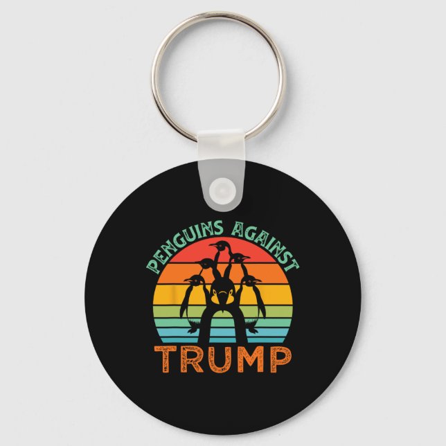 Funny Penguins Against Trump Funny Trump Tariffs C Key Ring (Front)