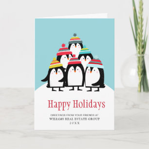 Funny Penguins Christmas Corporate Greeting Holiday Card
