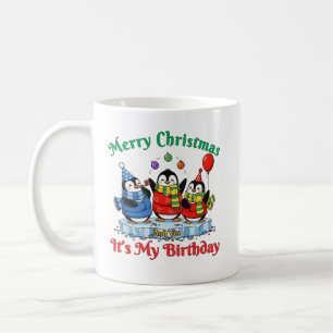 Funny Penguins, Merry Christmas Birthday Coffee Mug