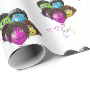 Funny People Balloon Group Wrapping Paper