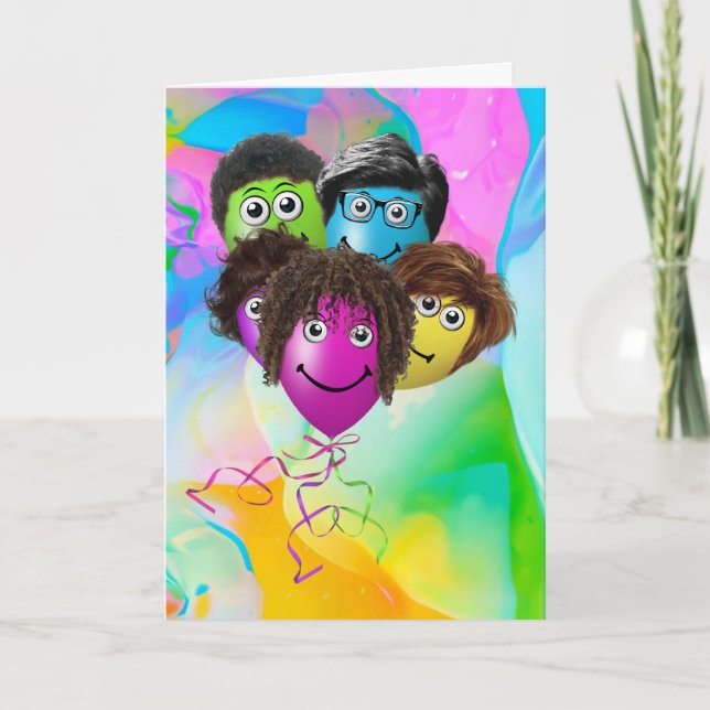 Funny People Birthday Balloons from Group Card (Front)