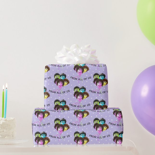 Funny People Birthday Balloons on Dots  Wrapping Paper (Party Gifts)