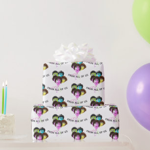 Funny People Birthday Balloons on White Wrapping Paper
