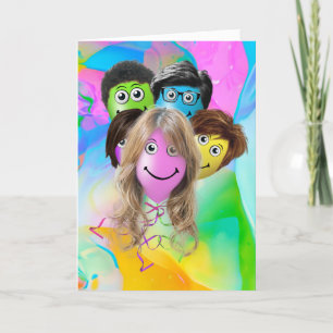 Funny People Birthday Party Balloons Card