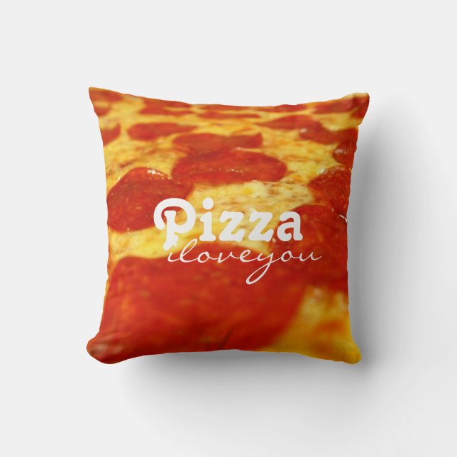 Funny Pepperoni Cheese Pizza Addict Fast Food Cushion (Front)