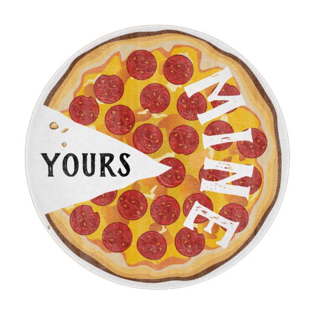 Funny pepperoni pizza cute cutting board (Front)