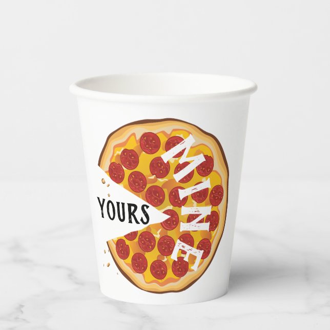 Funny pepperoni pizza cute foodie party paper cups (Front)