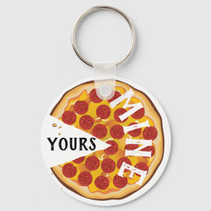 Funny pepperoni pizza cute key ring