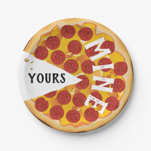Funny pepperoni pizza cute paper plate