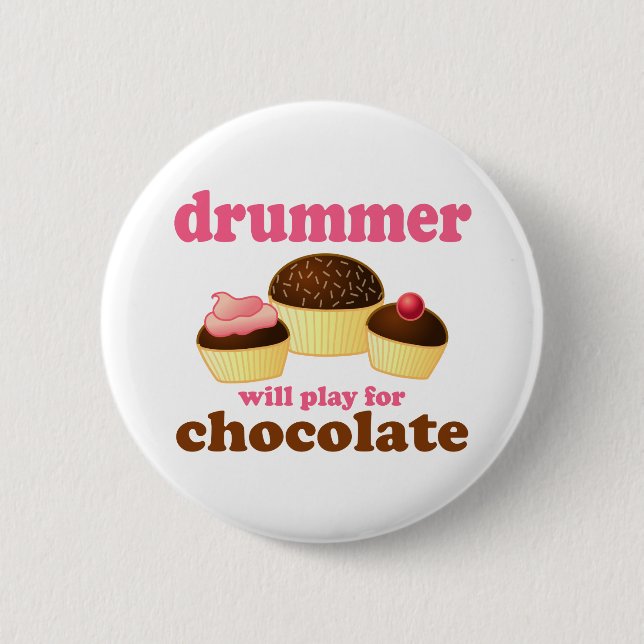 Funny Percussion Drummer 6 Cm Round Badge (Front)