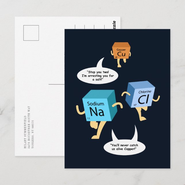 Funny Periodic Table Chemistry Humour Custom Postcard (Front/Back)