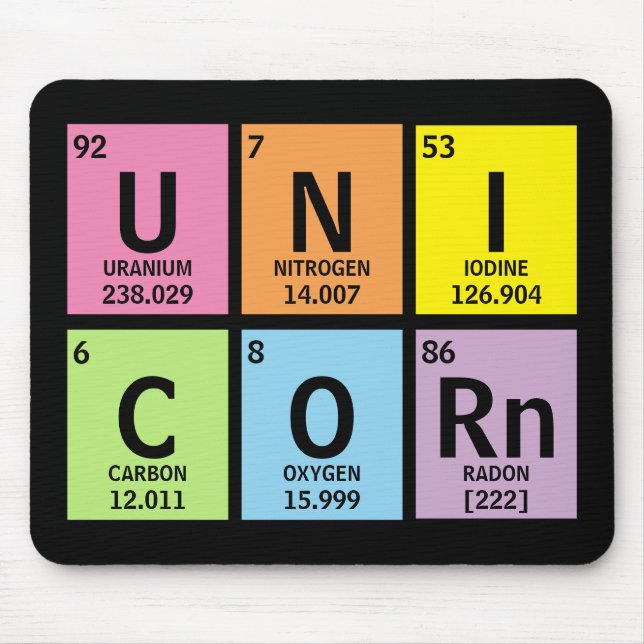 Funny Periodic Table of Elements Unicorn Rainbow Mouse Mat (Front)