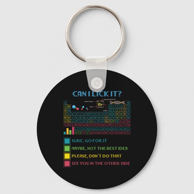 Funny Periodic Table Science Can I Lick It Chemist Key Ring (Front)