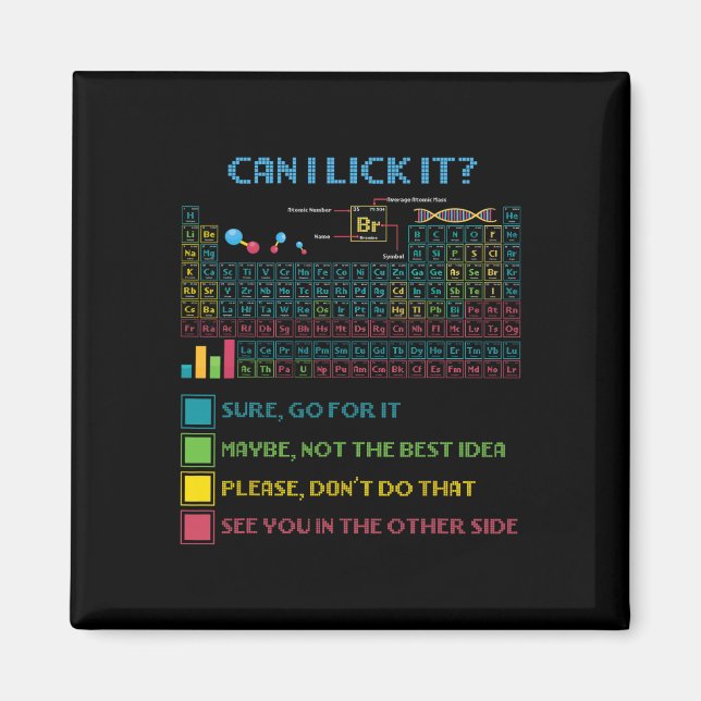 Funny Periodic Table Science Can I Lick It Chemist Magnet (Front)