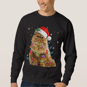 Funny Persian Cat Christmas Lights Xmas Pajama Cat Sweatshirt