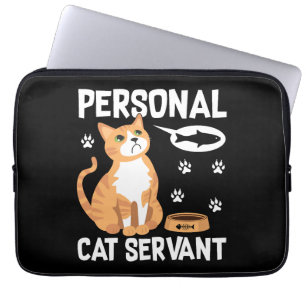Funny Personal Cat Servant Watercolor Cute Animal Laptop Sleeve