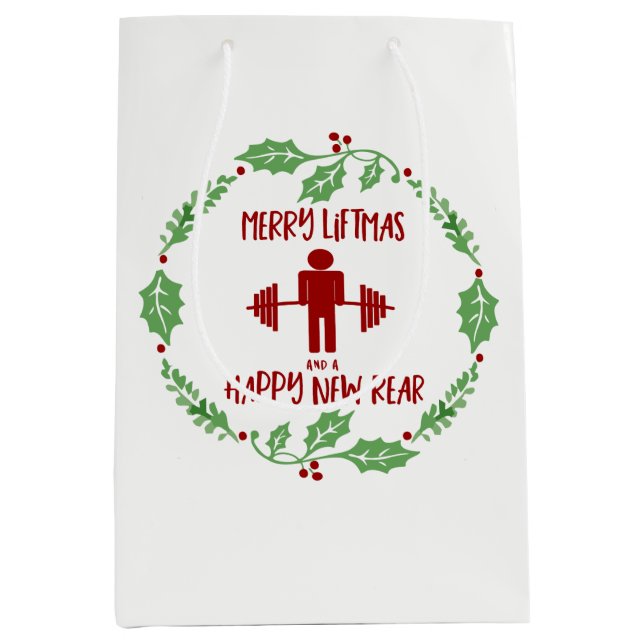 Funny Personal Trainer Fitness Christmas Liftmas Medium Gift Bag (Front)
