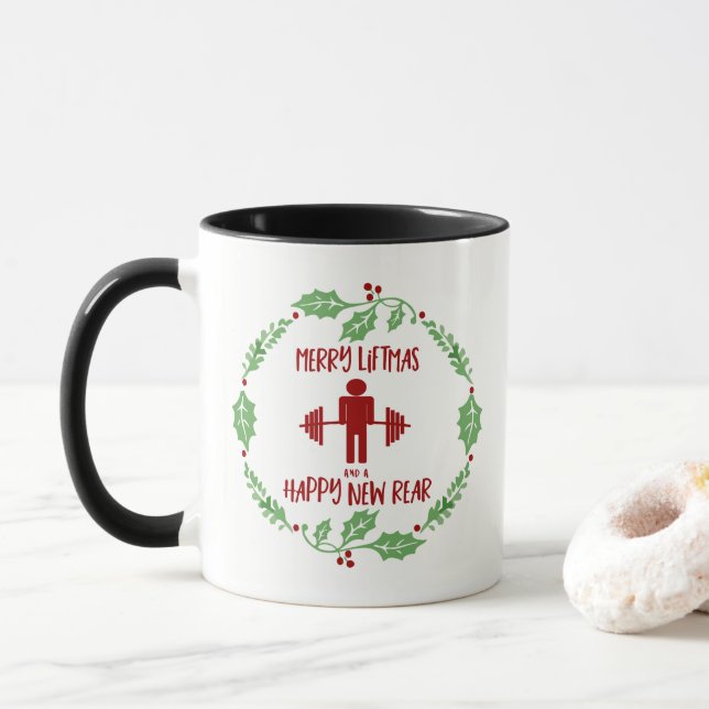 Funny Personal Trainer Fitness Christmas Liftmas Mug (With Donut)