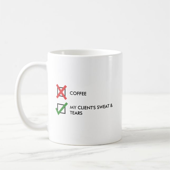 Funny Personal Trainer Humour Coffee Mug (Left)