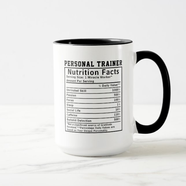 Funny Personal Trainer Nutrition Facts Boss Gift Mug (Right)