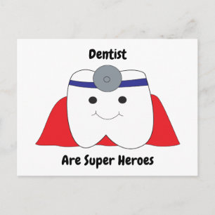Funny Personalise Dentist Tooth Super Hero Postcard