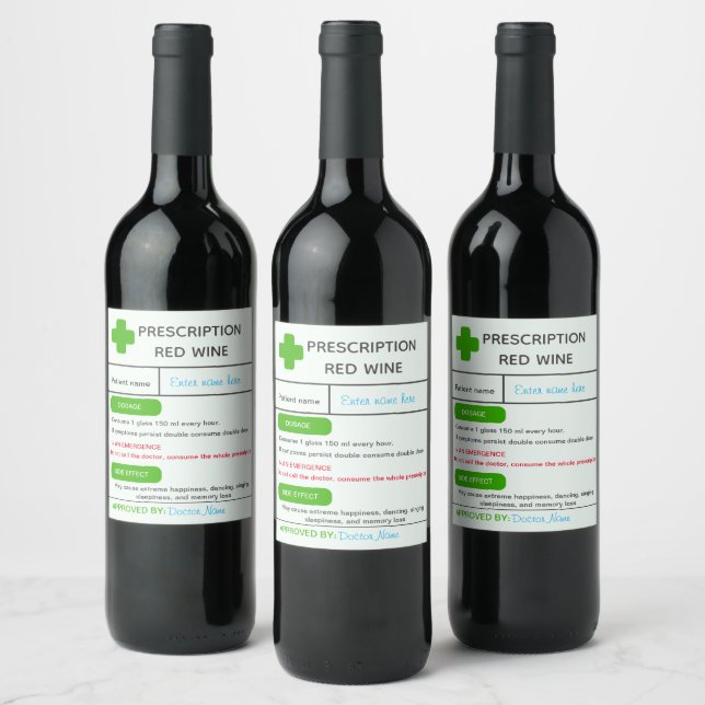Funny Personalise prescription wine label (Bottles)
