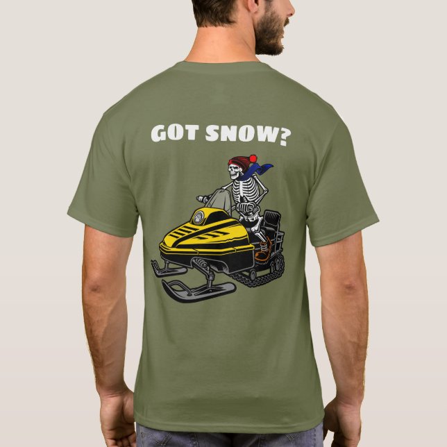 Funny Personalise Snowmobile Skeleton Rider T-Shirt (Back)