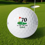 Funny Personalised 70th Birthday Gift for Golfer Golf Balls<br><div class="desc">Celebrate 70 years with a swing! This golf ball features a fun design with 70 and still on par, plus customisable text to add a name or special message. It's a perfect gift for golfers who love to hit the greens with humour and style. It's also great for friends, family,...</div>