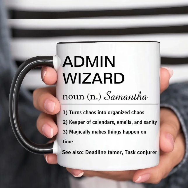 Funny Personalised Admin Wizard Definition Two-Tone Coffee Mug (Creator Uploaded)