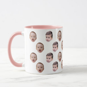 Funny Personalised Baby Face 2 Photos Mug