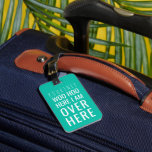 Funny Personalised Bag Attention | Humour Green Luggage Tag<br><div class="desc">Turn heads and spot your travel bag in an instant with this modern mint green luggage tag! Let the funny saying 'woo hoo, here I am over here' express your excitement about your upcoming holiday, while your personal details remain safe and secure on the back. And the best part? You...</div>