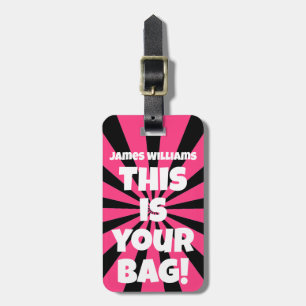 Funny Personalised Bag Attention Pink Travel Luggage Tag