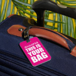 Funny Personalised Bag Attention Travel Luggage Luggage Tag<br><div class="desc">Never worry about losing your bag again with this bright pink luggage tag. Easily and quickly personalise it with your name and contact information — and even change its background colour. No matter your destination this holiday season,  make sure your luggage stands out with personalised flair.</div>