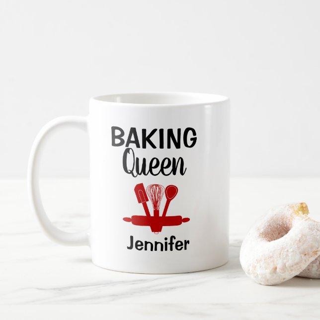 Funny Personalised  Baking Queen Coffee Mug (With Donut)