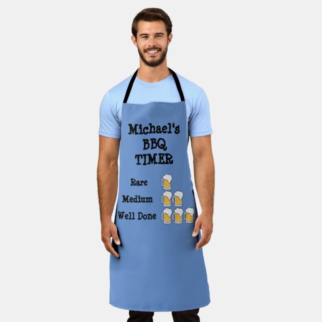 Funny Personalised Barbeque Timer Apron (Worn)