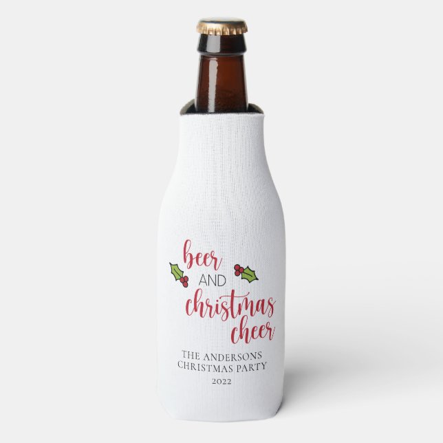Funny Personalised Beer and Christmas Cheer Bottle Cooler (Bottle Front)