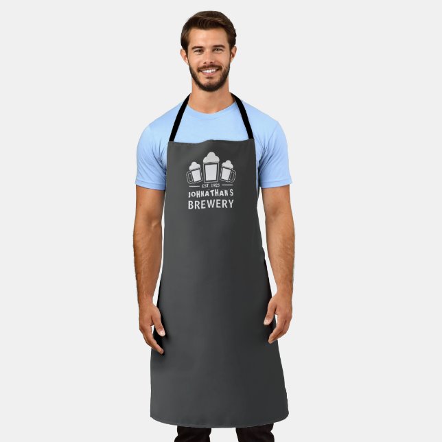Funny Personalised Beer Brewery Apron (Worn)